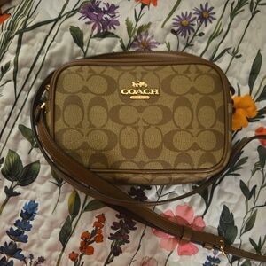 Coach Signature Khaki Crossbody Bag Mini Jamie